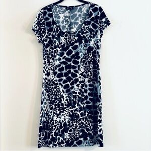 Black & White Animal Print Midi Dress Size M